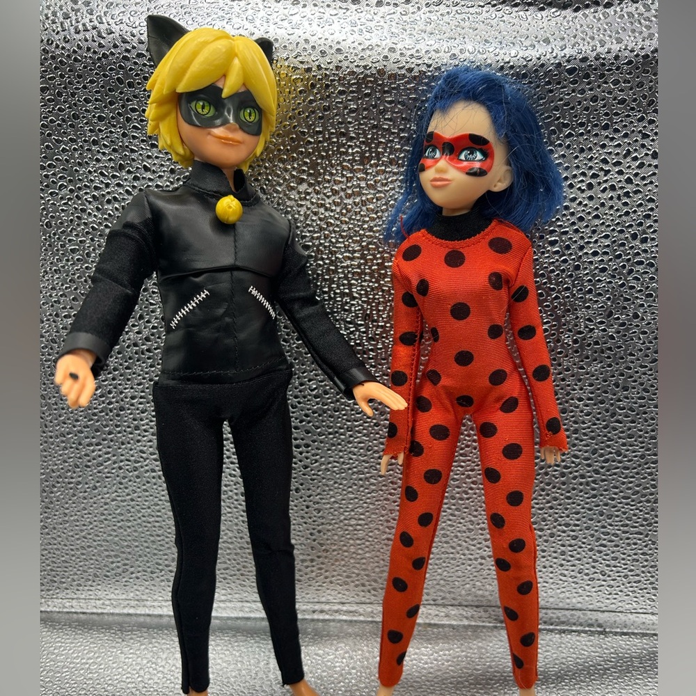 Miraculous Zagtoon 11" Cat Noir & 10.5" Ladybug Action Figure Articulated Dolls